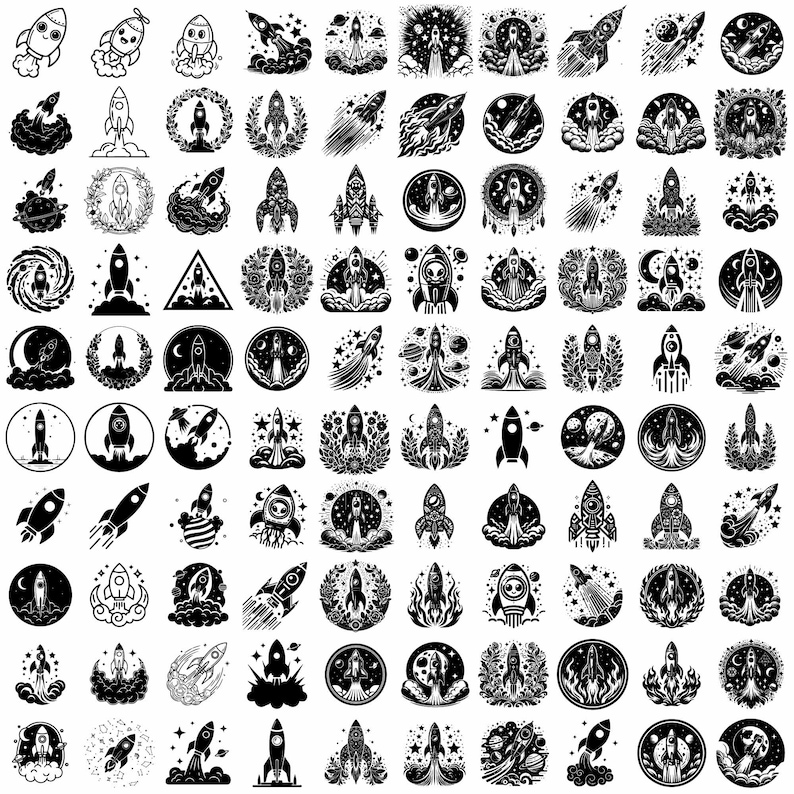 100 Rocket Ship SVG PNG Designs for Cricut and Silhouette | Retro Space ...