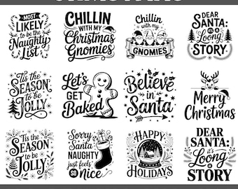 Christmas Quotes SVG Bundle: 100 Festive Designs for Cricut (Digital Download)