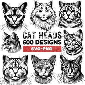 Cat Breeds Clipart Bundle: 600 Feline SVG PNG Designs