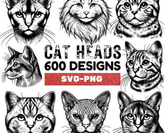 Cat Breeds Clipart Bundle: 600 Feline SVG PNG Designs