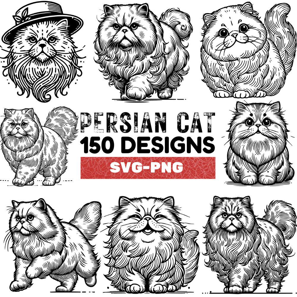 SVG-bundel Perzische kat: 150 elegante ontwerpen (PNG, SVG)