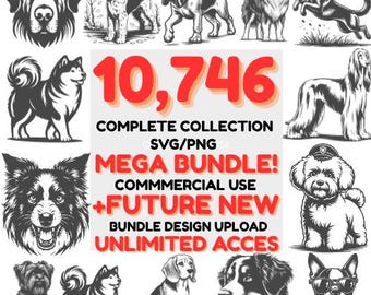 10746 Dog SVG Bundle, Puppy Clipart Mega Collection, Dog PNG Files, Commercial Use Cricut Designs, Dog Silhouette Pack, Instant Download