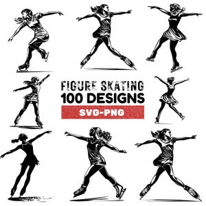 Figure Skating SVG Bundle: 100 Ice Skater Silhouettes (Digital Files)