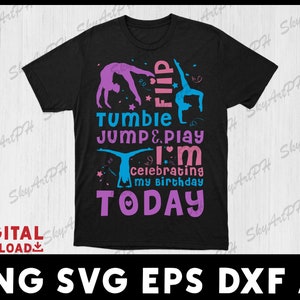 Gymnastik Geburtstagskind, Sofortiger Download Schneidedatei Turnerin, Gymnastik SVG, svg pdf png Schneidedateien für Silhouette oder Cricut