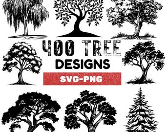 Tree SVG Bundle: 400 Forest Silhouette Cut Files (Digital Download)