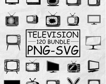 Paquete SVG de televisores antiguos, conjunto de imágenes prediseñadas PNG de televisores retro, gráficos de silueta, archivos vectoriales para sublimación de Cricut