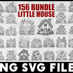 156 Little House Designs Bundle: Floral House SVG, PNG (Digital Download)