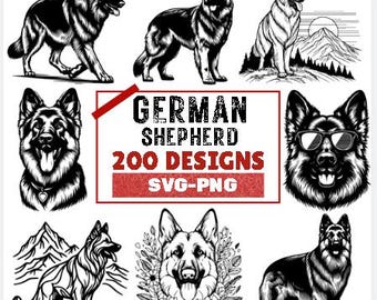 German Shepherd Clipart Bundle: 200 PNG SVG Designs
