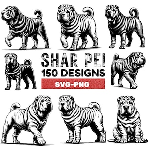 SVG Bundle: 150 Hunde Clipart Designs (digitale Kunst)