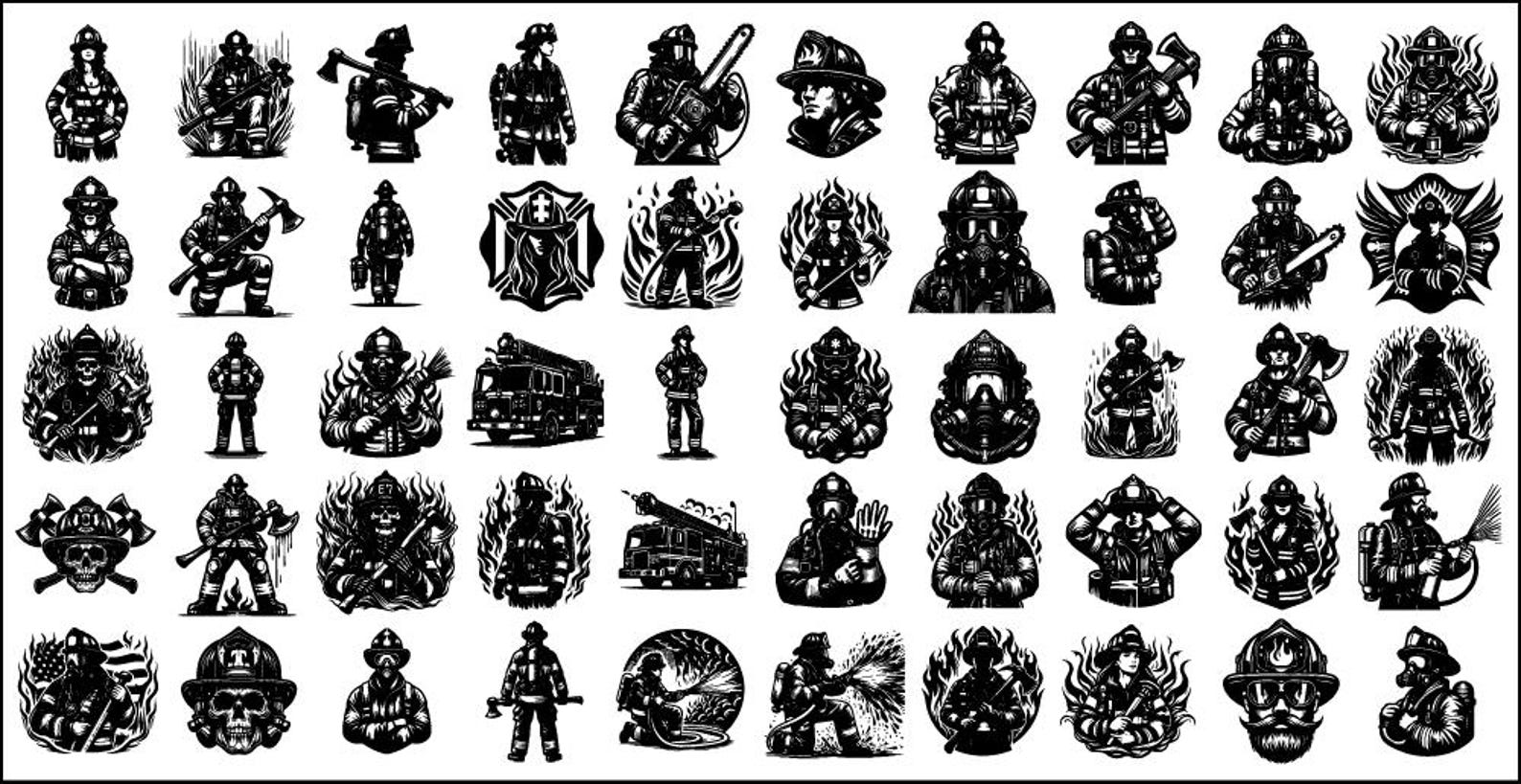 Firefighter Clipart Bundle: 100 Heroic Designs (PNG, SVG) - Etsy