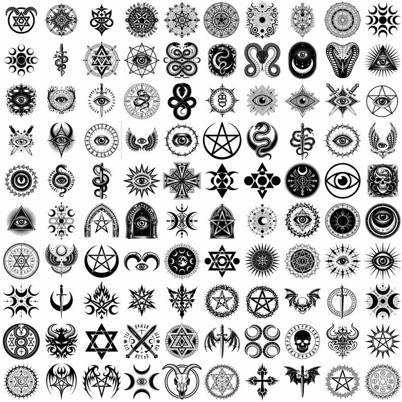 Dark Occult SVG PNG Bundle, Gothic Witchcraft Symbols, Esoteric Alchemy ...
