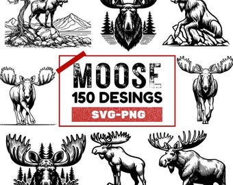 Moose Clipart Bundle: 150 Wildlife Designs (PNG SVG Files)
