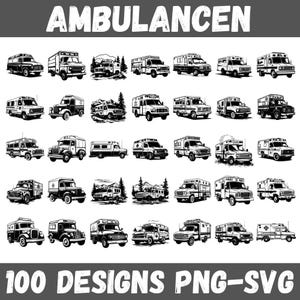Ambulans Clipart-paket: 100 EMT-fordonsdesigner (SVG, PNG)