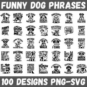 Lustige Hunde Zitate SVG Bundle: 100 urkomische Sprüche (digitaler Download)