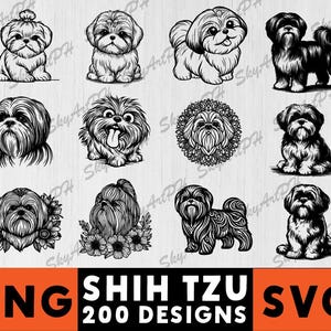200 Shih Tzu Designs Bundle | Adorable Shih Tzu Clipart Collection | PNG SVG Files for Digital Art, T-Shirts, Stickers, Dog Lover Gifts