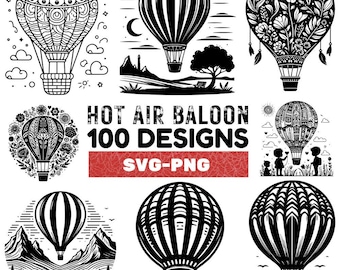 Paquete SVG de globo aerostático: Clipart de dirigible vintage (100 diseños)