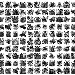 Bee SVG PNG Design Bundle: Honeycomb & Floral Graphics - Etsy