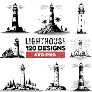 Lighthouse SVG Bundle: 120 Nautical Coastal Designs (PNG, Cricut)