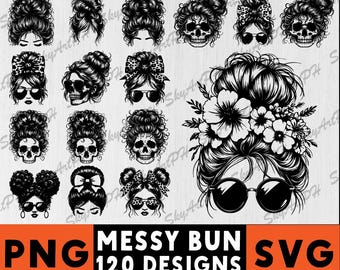 Messy Bun SVG Bundle: 120 Mom Life Designs (Commercial Use)