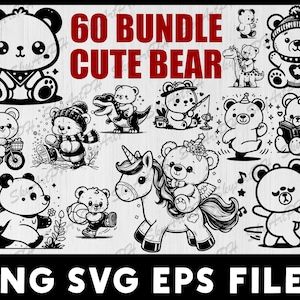 Teddy Bear svg, Teddy Bear svg 60 Bundle, Teddy Bear Clipart, Bear svg, Teddy Bear Silhouette, Baby Bear svg, PNG SVG EPS Files