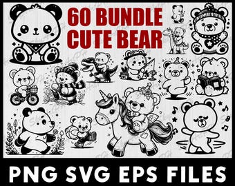 Teddy Bear svg, Teddy Bear svg 60 Bundle, Teddy Bear Clipart, Bear svg, Teddy Bear Silhouette, Baby Bear svg, PNG SVG EPS Files