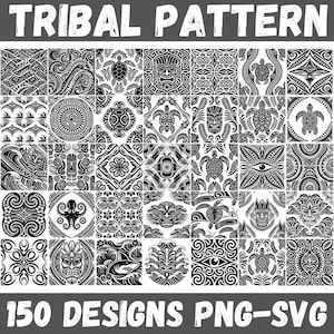 Tribal Pattern Designs Bundle: Polynesian Tattoo Art, PNG SVG Cut Files