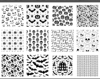 Halloween Pattern SVG PNG Bundle: 100 Spooky Digital Papers (Digital Download