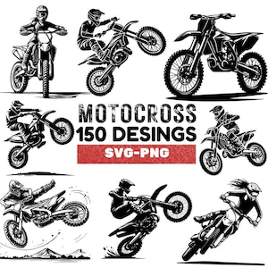 Motocross SVG PNG Design Bundle: Dirt Bike Clipart (150 Designs)