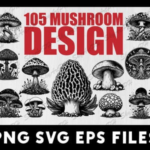 Mushroom svg, 105 bundle of Mushroom, Mushroom Clipart, Magic mushroom svg, Mushroom stencil svg, Cute mushroom svg, PNG SVG EPS