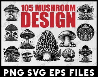 Mushroom svg, 105 bundle of Mushroom, Mushroom Clipart, Magic mushroom svg, Mushroom stencil svg, Cute mushroom svg, PNG SVG EPS