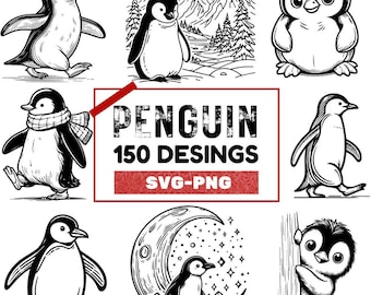 Penguin Designs Bundle | Cute Penguin Clipart Collection | PNG SVG Files for Digital Art, Animal Svg, Stickers, Winter-Themed Crafts