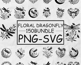 Floral Dragonfly SVG PNG Bundle: Nature-Inspired Designs (150 Designs)
