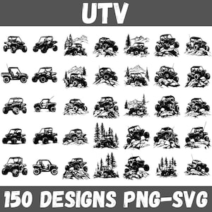 UTV SVG PNG Bundle with 150 Off-Road Side-by-Side Designs for Cricut, Clipart for Racing, Decals, Shirts and Sublimation