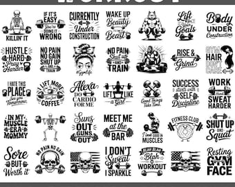 Workout SVG PNG Bundle | 100 Fitness Quotes for Cricut & Sublimation – Gym Motivation, Exercise Humor