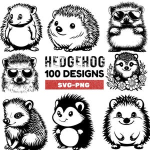 Hedgehog SVG Bundle, 100 Cute Hedgehog PNG Designs, Woodland Animal Clipart, Forest Wildlife Silhouette, Digital Download for Cricut