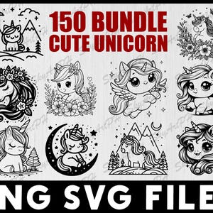 150 Bundle Cute Unicorn Clipart, PNG SVG Files for Cricut, Adorable Unicorn SVG, Magical Unicorn Clip Art, Fantasy Lover Bundle