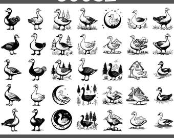 Goose SVG PNG Bundle: 100 Farm & Wild Goose Clipart Designs