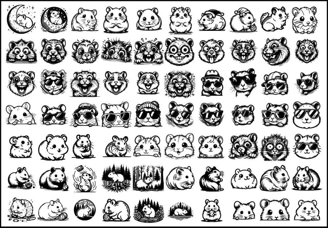 Hamster Design 140 Cute Hamster Designs Bundle | Adorable Hamster Clipart Collection ...