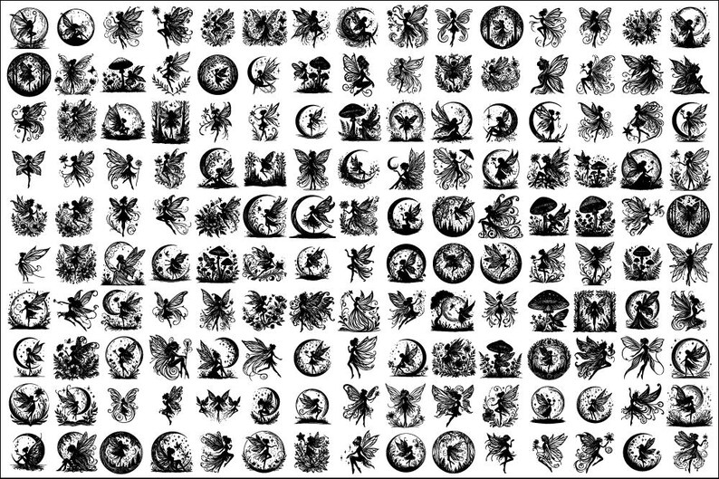 Fairy SVG PNG Design Bundle: 150 Enchanting Silhouettes image 6