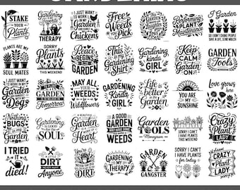 Funny Gardening Quotes SVG Bundle: 100 Hilarious Plant Lover Designs