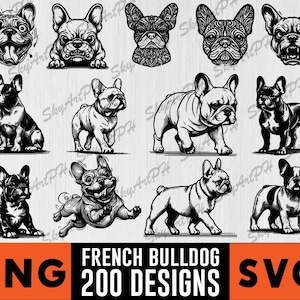 150 Französische Bulldogge Designs Bündel | Süße Frenchie Clipart Sammlung | PNG SVG-Dateien für digitale Kunst, T-Shirts, Aufkleber, Hundeliebhaber Geschenke