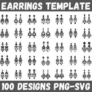Earrings Template SVG PNG Bundle: 100 Laser Cut Designs