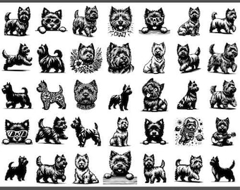 150 Cairn Terrier SVG PNG Bundle for Cricut Silhouette | Cute Cairn Terrier Clipart | Dog Silhouette Art | Pet Lover Cut Files