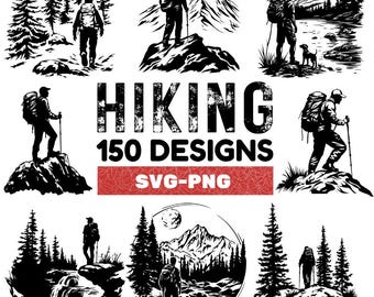 Hiking SVG Bundle: 150 Outdoor Adventure Designs (Digital Download)