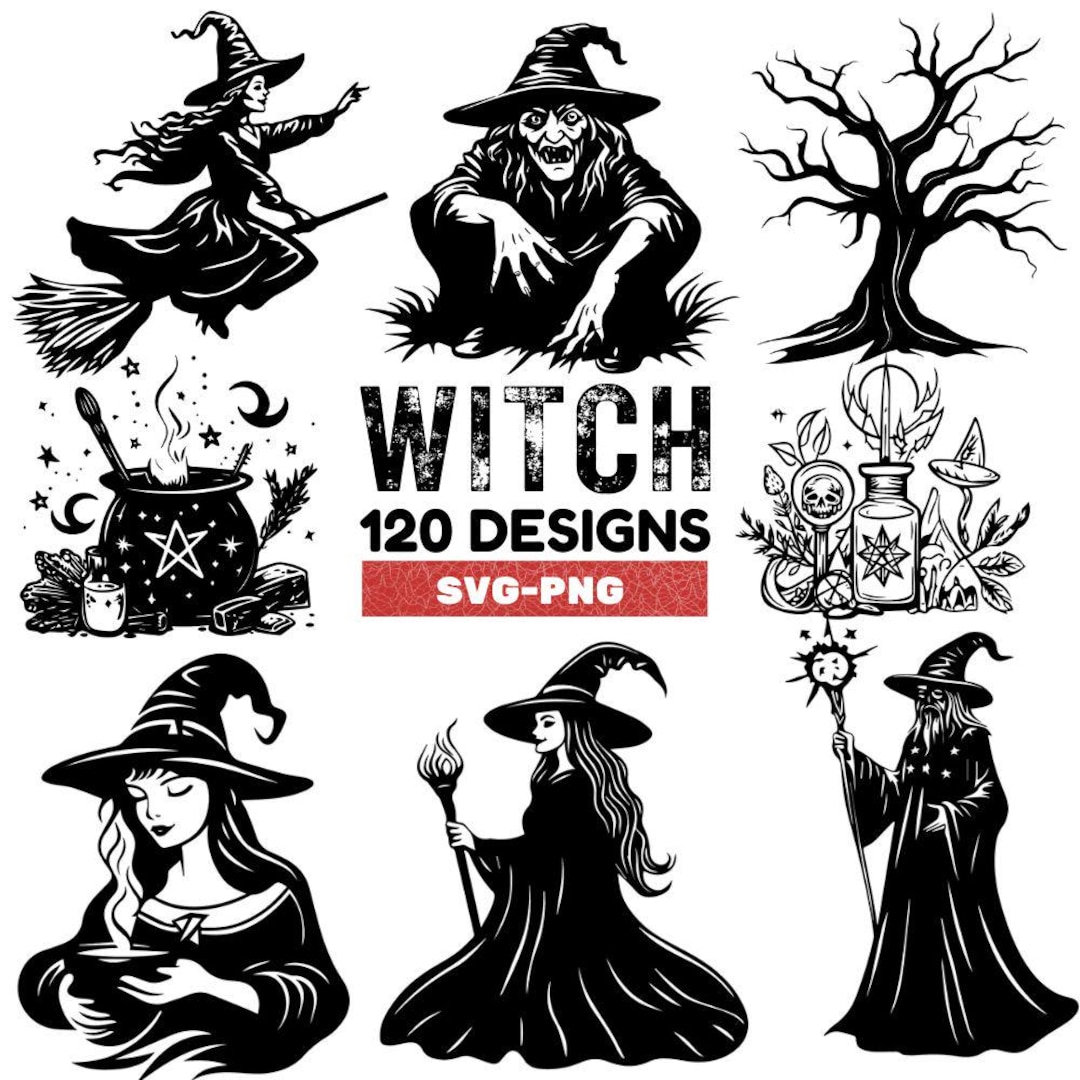 Witch SVG Bundle: 120 Witchcraft Clipart Designs (digital Download) - Etsy
