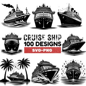 Cruise Ship SVG Bundle: 100 Nautical Clipart Designs (PNG, Vector)