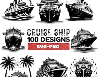 Cruiseschip SVG-bundel: 100 nautische clipartontwerpen (PNG, vector)