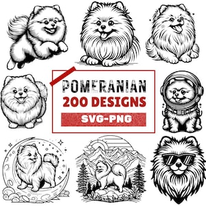 Pomeranian Clipart Designs: 200 PNG & SVG Files