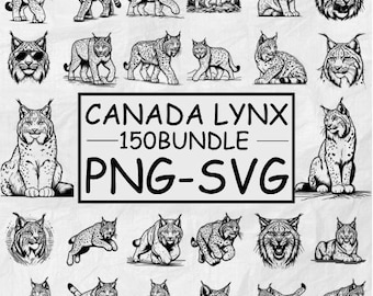 Pacchetto di clipart di linci canadesi: disegni SVG e PNG di felini selvatici