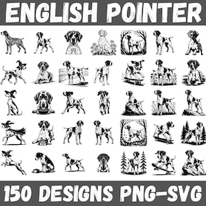 English Pointer Dog SVG Bundle: Hunting Clipart for Cricut (Digital Download